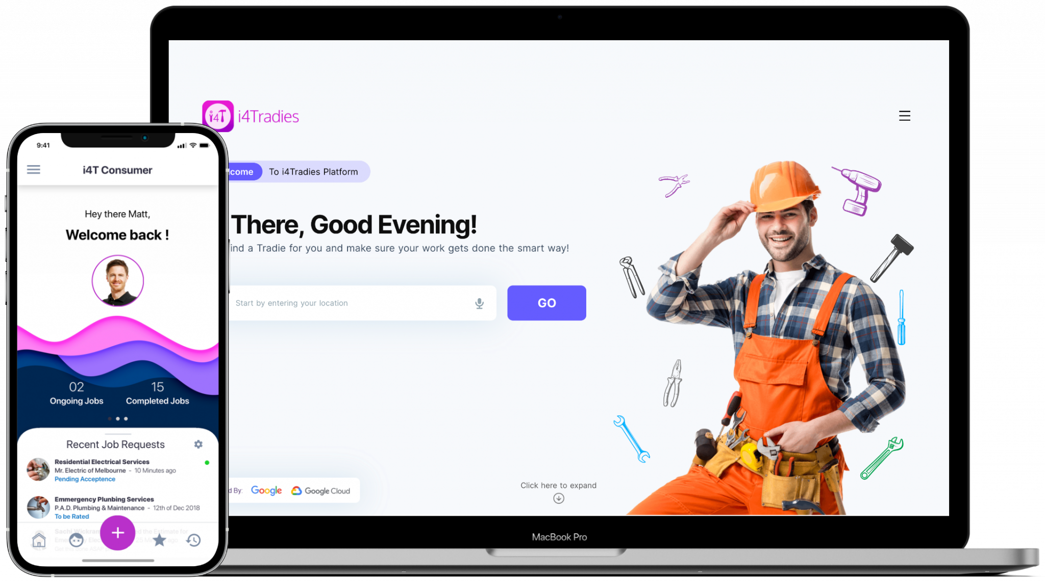 i4Tradies mobile app and website - i4Tradies